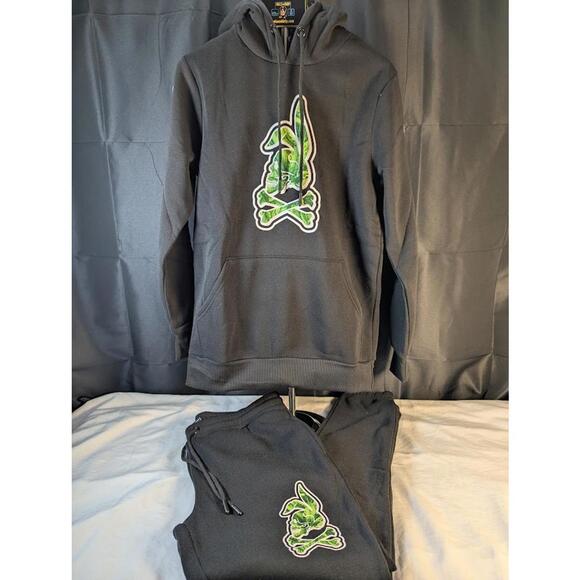 Crooks & Castles Other - Crooks & Castles Skullbunny Hoodie & Sweatpants Set Black Green Graphic NWT L